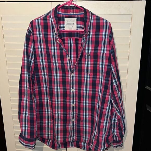 AéRopostale men’s plaid button down shirt size extra large long sleeve - Picture 1 of 7